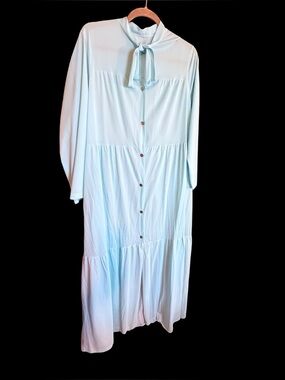 Rutledge 70s Vintage Blue Romantic Glam Cottagecore Sleepwear Nightgown Sz L
